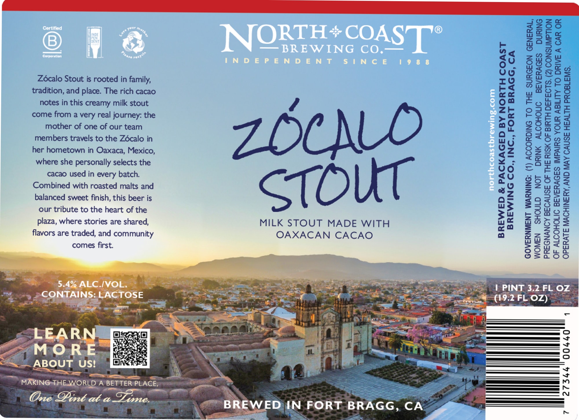 Zócalo Stout by North Coast Brewing Co. - beer label