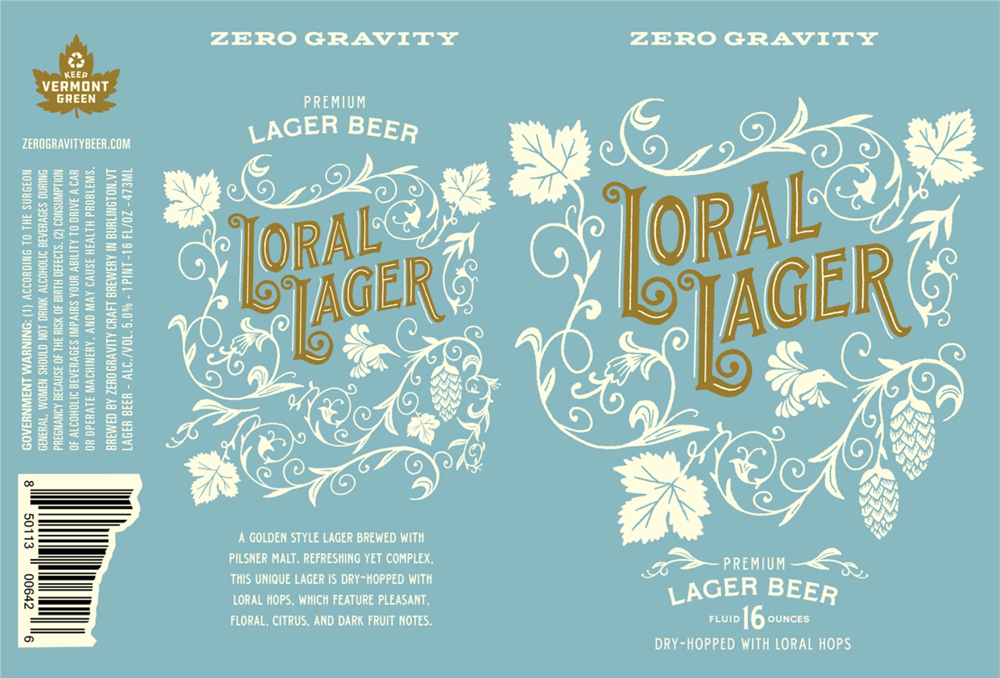 Lorals Lager by Zero Gravity - beer label