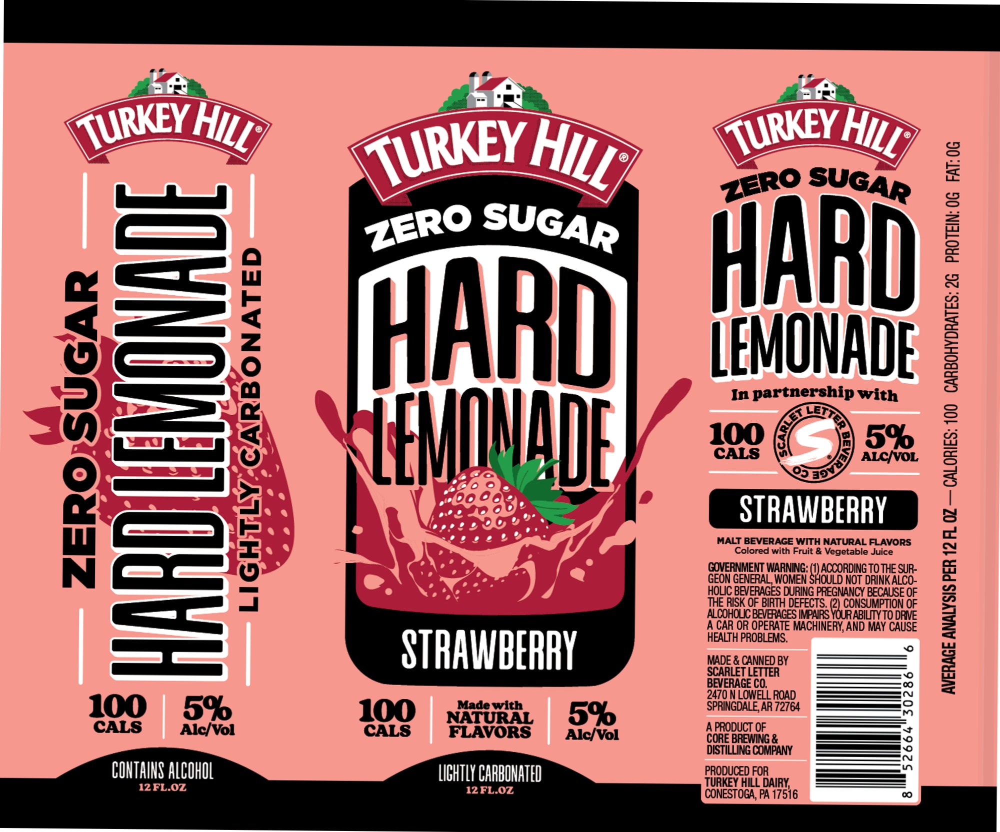 Zero Sugar Hard Lemonade Strawberry by Turkey Hill - beer label