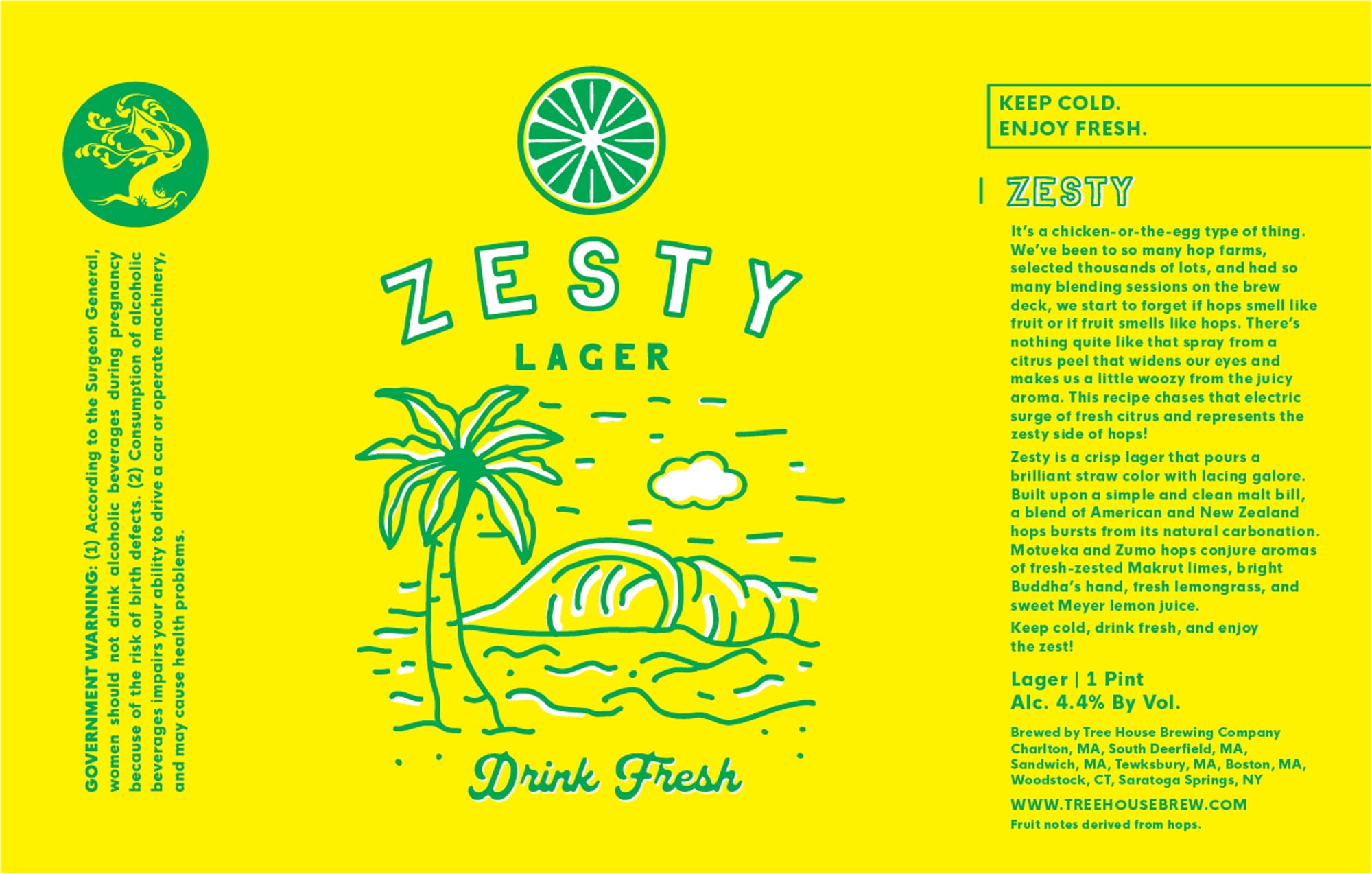 Zesty Lager by Tree House Brewing Company - beer label