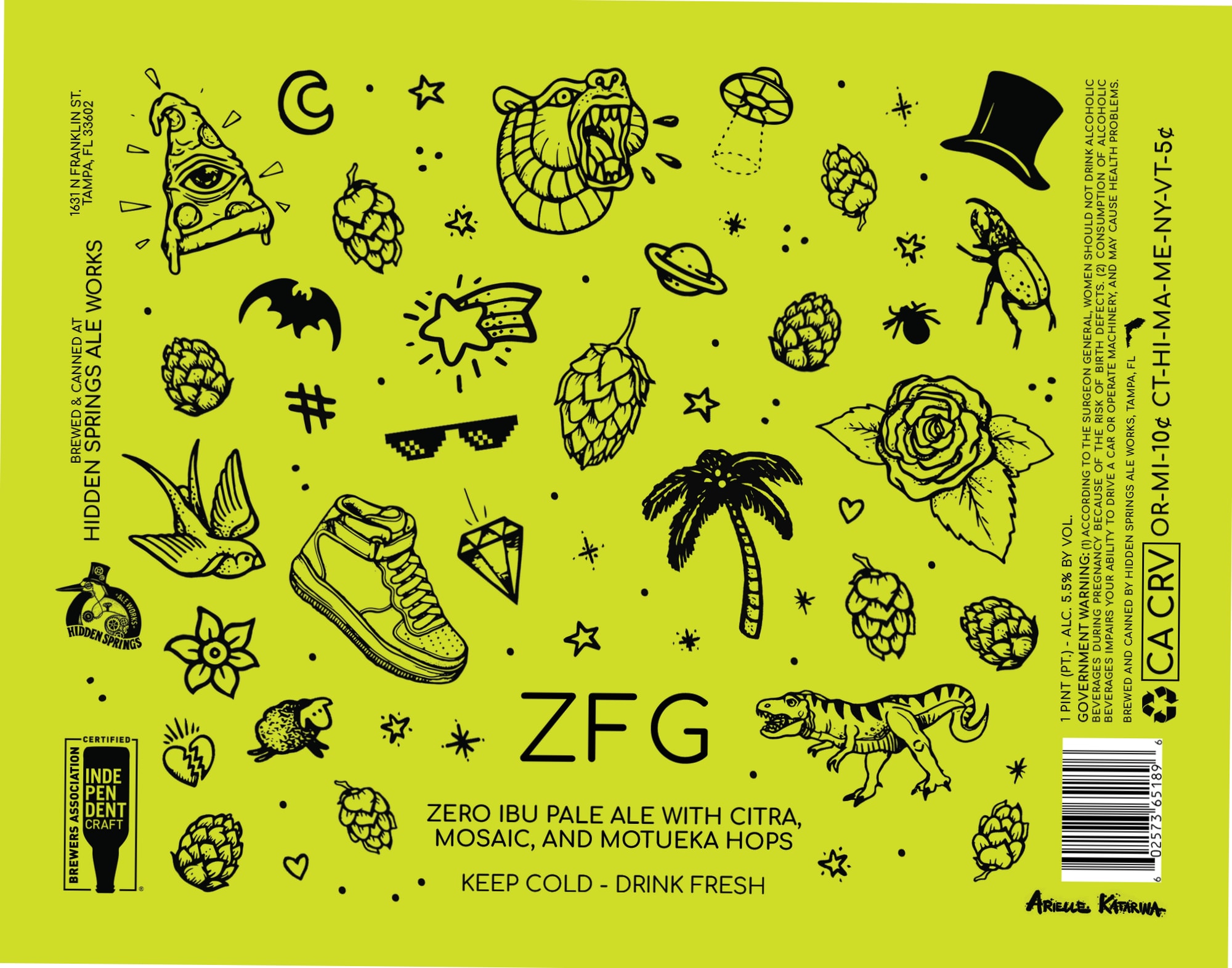 ZFG by Hidden Springs Ale Works - beer label