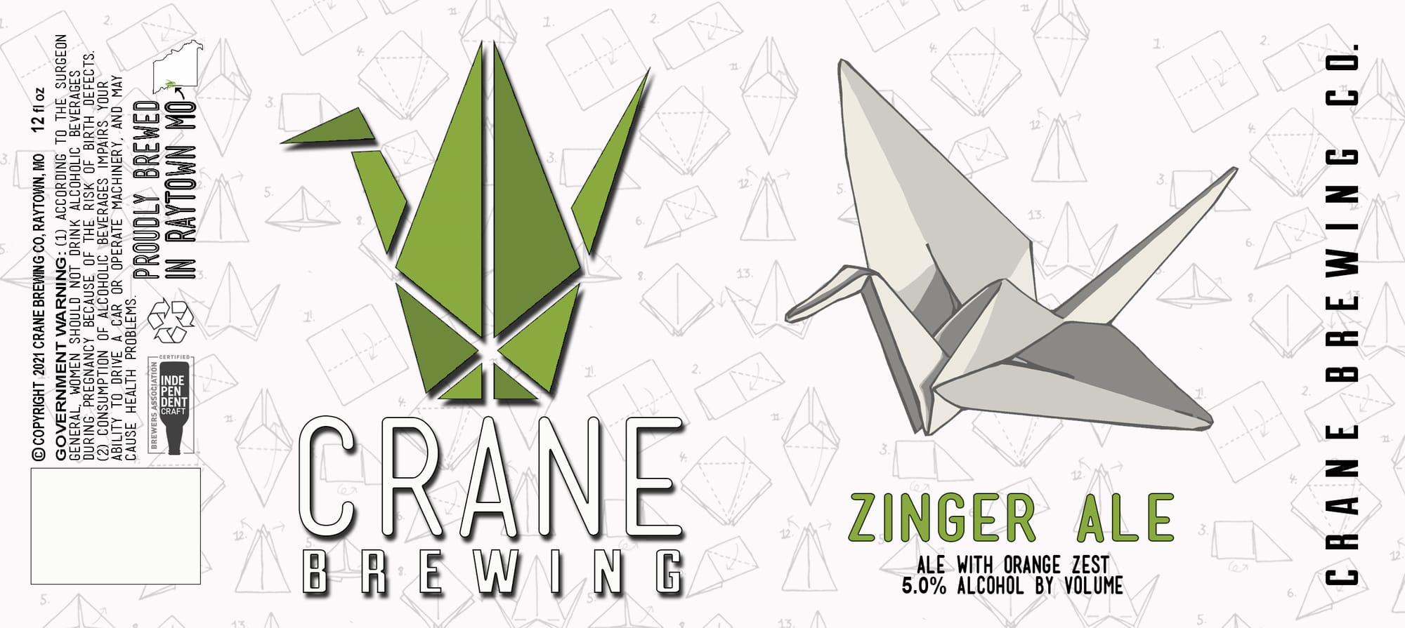 Zinger Ale by Crane Brewing - beer label