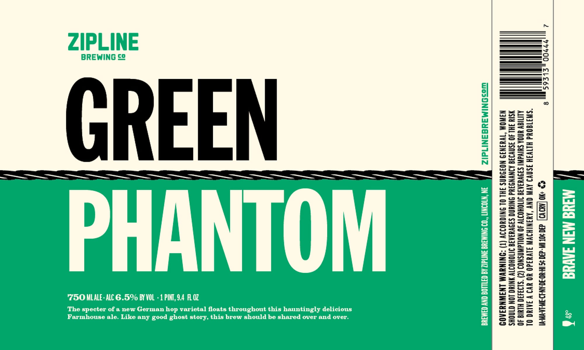 Green Phantom by Zipline Brewing Co. - beer label