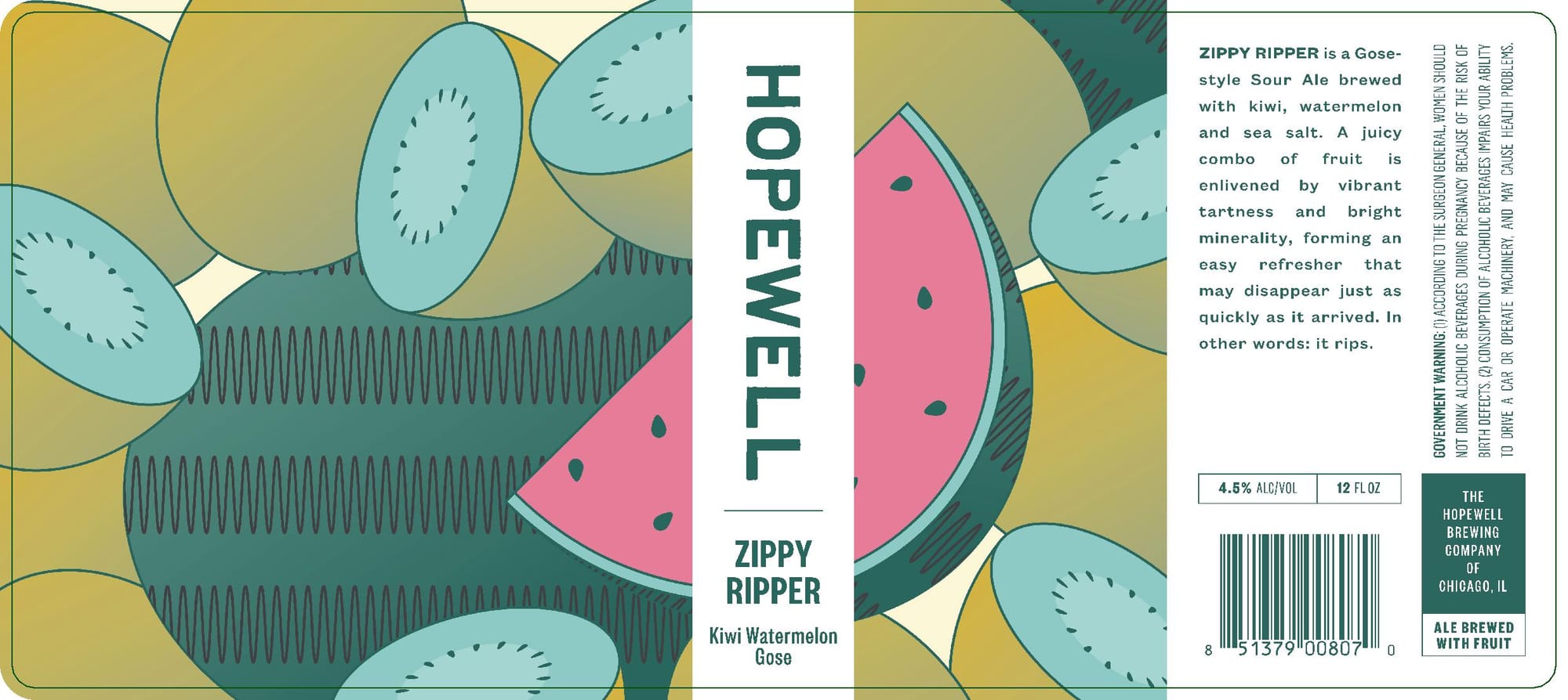 Zippy Ripper by Hopewell Brewing Company - beer label