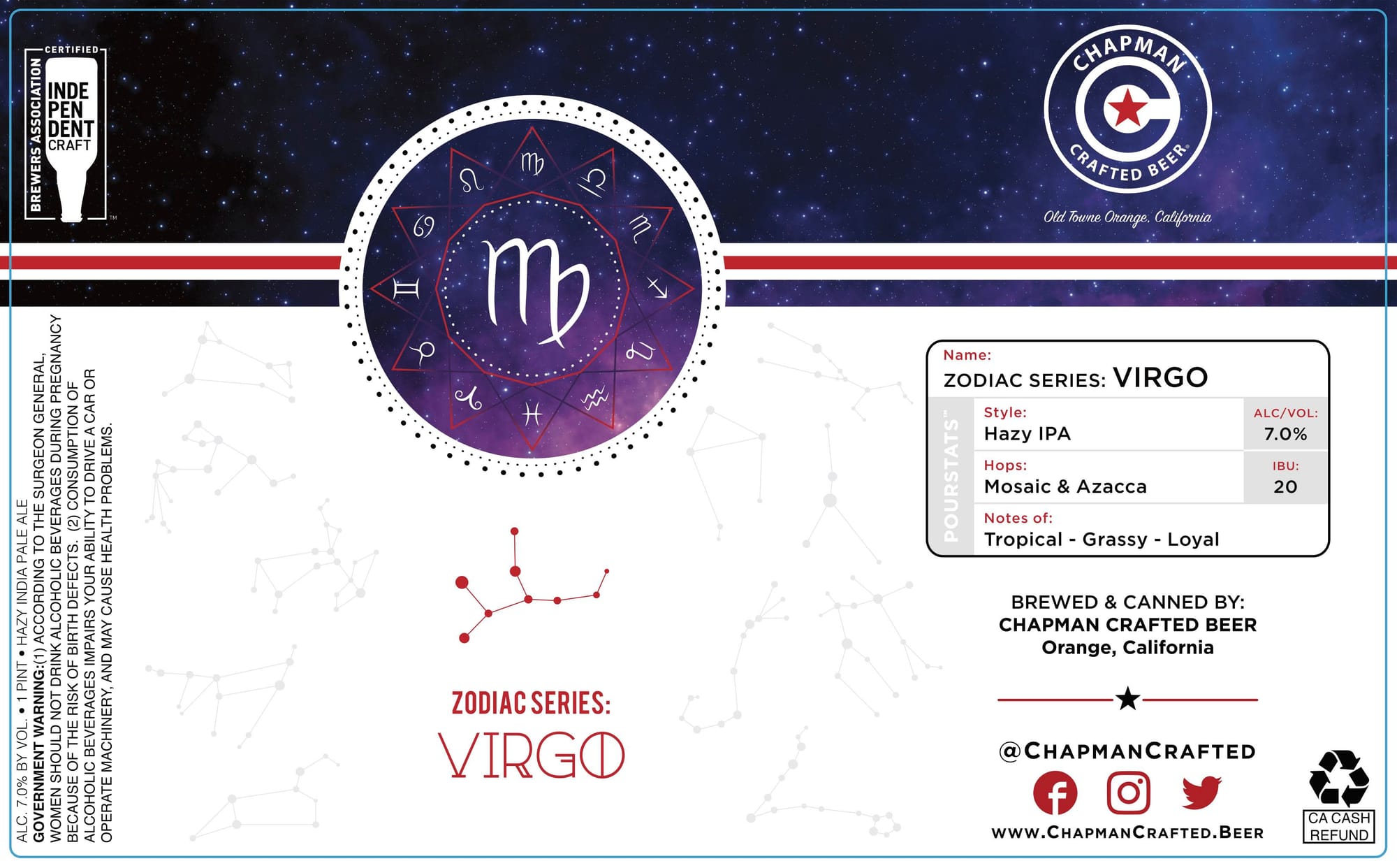 Zodiac Series: Virgo by Chapman Crafted Beer - beer label