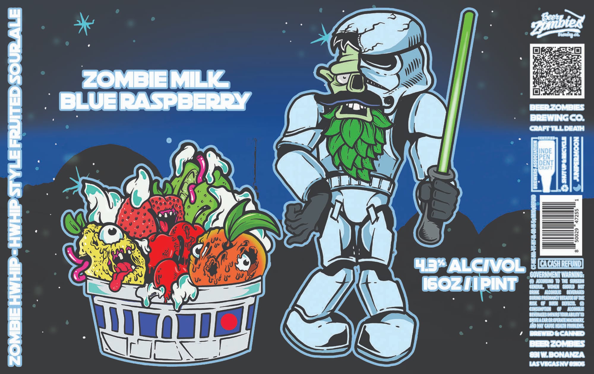 Zombie Milk Blue Raspberry by Beer Zombies - beer label